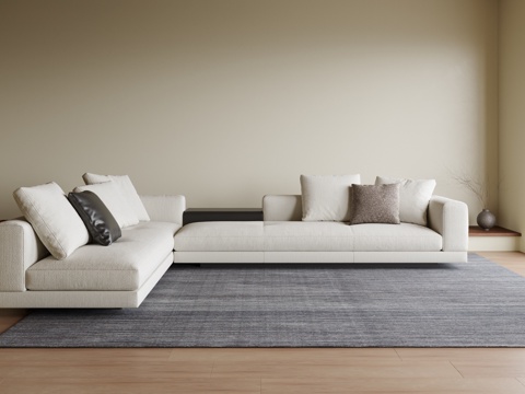 现代多人沙发 客厅沙发 地毯 转角沙发su模型