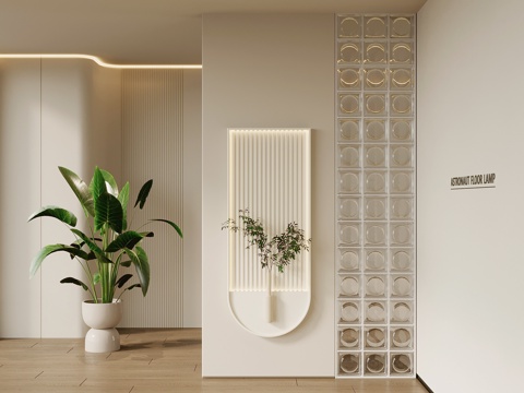 现代奶油风玄关 入户装饰玄关su模型