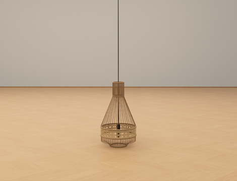 藤编吊灯su模型