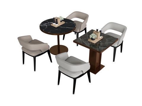 四人餐桌椅   餐椅餐桌圆桌su模型