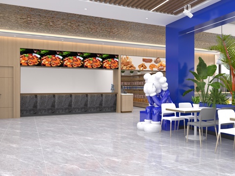  员工餐厅员工食堂3d模型 