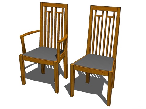 椅子 座椅 实木椅子 单椅 家居椅子 休闲椅su模型