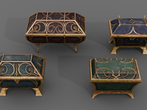 珠宝盒 盒子容器 欧式复古盒子 西方复古首饰盒 古董盒子su模型