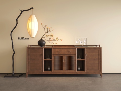 新中式边柜 茶柜 装饰柜 餐边柜 储物柜su模型