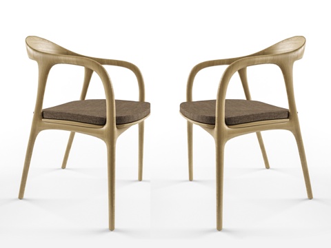 原木风休闲椅  木椅  餐椅 书椅 户外椅su模型