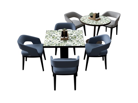 桌椅组合餐桌椅   餐椅扶手椅su模型