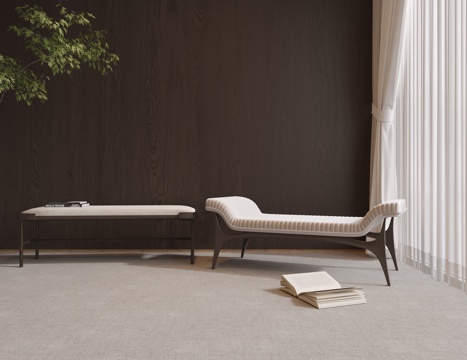 中古风凳子 复古凳子 长凳 木凳 矮凳 床尾凳su模型