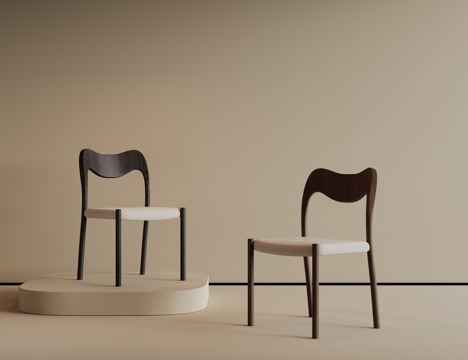 现代餐椅 中古椅子 餐桌椅 书桌椅 布艺椅子 写字椅su模型