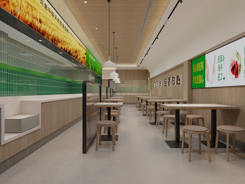  现代快餐厅早餐店包子店3d模型 