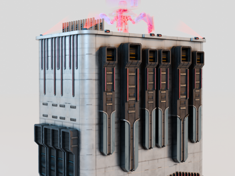 赛博朋克建筑 科幻建筑 商业街建筑 工业建筑 城市街道建筑su模型