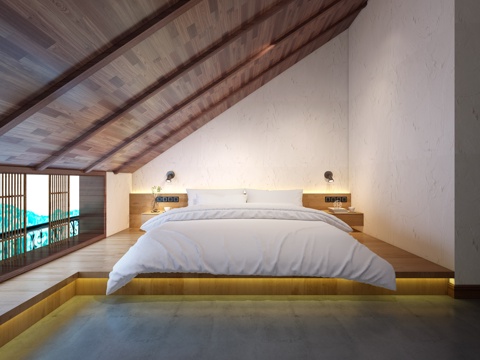  现代酒店客房民宿3d模型 