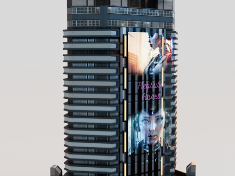 赛博朋克建筑 科幻建筑 商业街建筑 工业建筑 城市街道建筑su模型