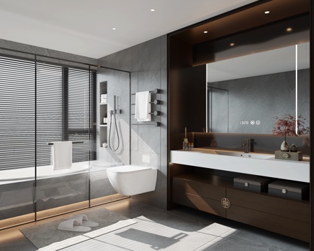  新中式卫生间3d模型 