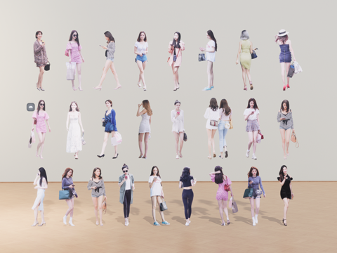 女人组合su模型