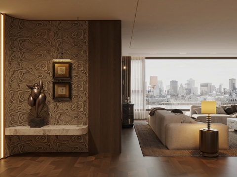  现代意式客餐厅 轻奢意式客餐厅 高级灰客餐厅 海派风客餐厅3d模型 