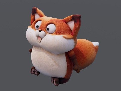 可爱的布艺狐狸玩具摆件su模型