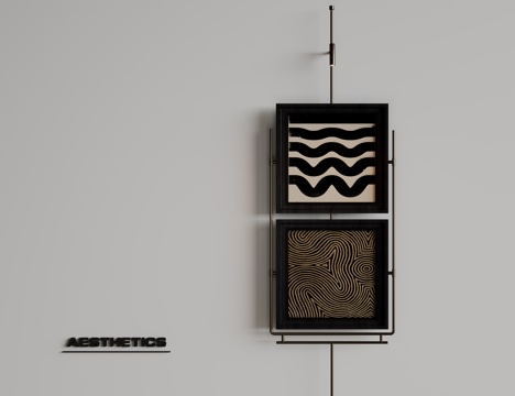 现代极简挂画 侘寂中古风挂画 奶油风装饰画 意式挂画 黑白灰su模型