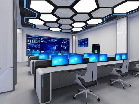 现代指挥控制室 消防指挥中心 控制中心 调度中心 城市大脑su模型