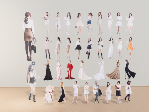 女人组合su模型