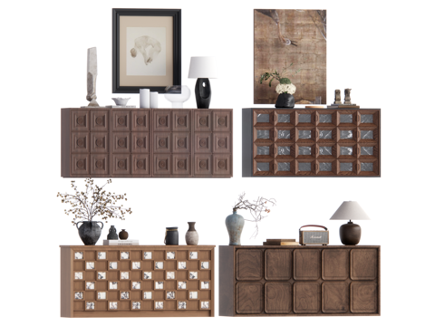 侘寂中古风装饰柜 储物柜su模型