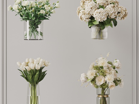 现代花瓶花艺 摆件组合su模型