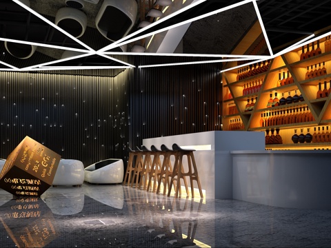  现代创意酒店酒吧网吧餐厅大厅现代沙发3d模型 
