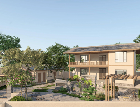 新中式农家乐 乡村庭院 乡村民宿su模型