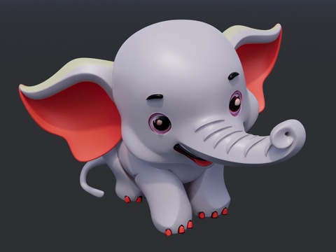 卡通小象动物摆件su模型
