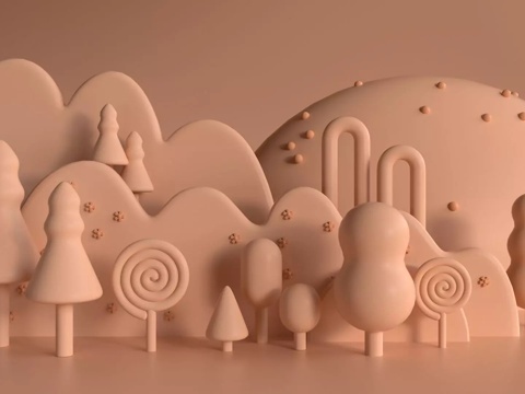  卡通场景 Q版场景3d模型 