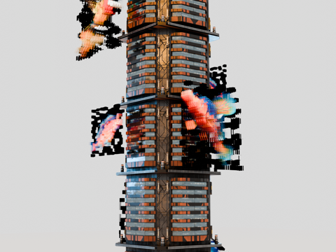 赛博朋克建筑 科幻建筑 商业街建筑 工业建筑 城市街道建筑su模型