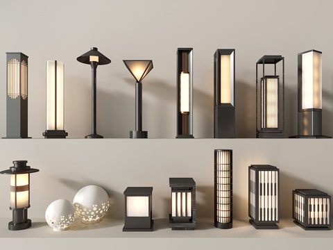 现代景观灯 户外灯 草坪灯 路灯 庭院灯su模型
