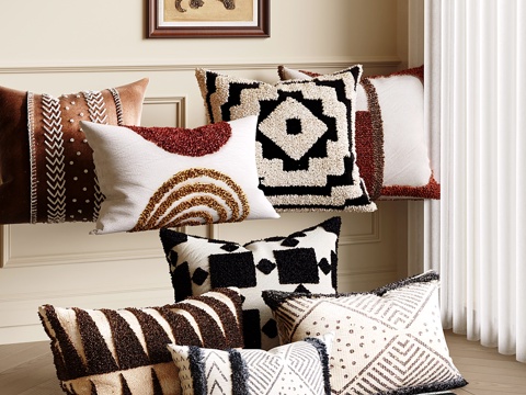  中古抱枕 枕头 复古靠枕3d模型 