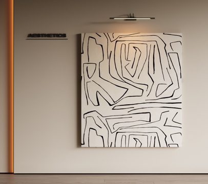 现代极简挂画 侘寂中古风挂画 奶油风装饰画 意式挂画 黑白灰su模型