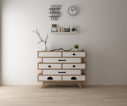  北欧现代 玄关柜 边柜 装饰柜 置物柜餐边柜 挂画 装饰3d模型 