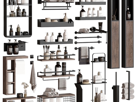 现代毛巾置物架 卫浴小件 卫浴用品3d模型su模型