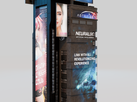 赛博朋克建筑 科幻建筑 商业街建筑 工业建筑 城市街道建筑su模型