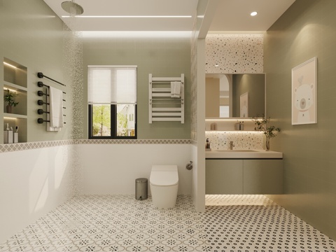  奶油轻法式卫生间3d模型 