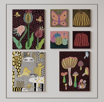 现代极简挂画 侘寂中古风挂画 奶油风装饰画 意式挂画 黑白灰su模型