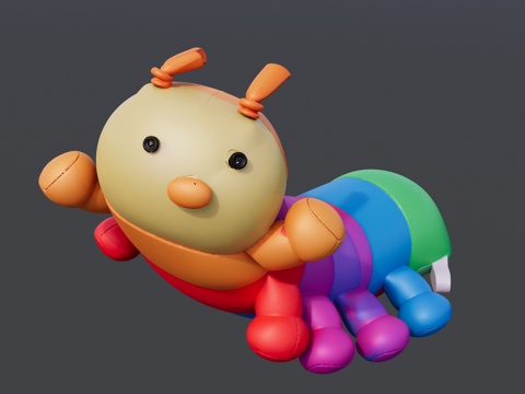 布艺彩色毛毛虫玩具su模型