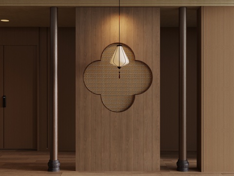 新中式玄关 入户装饰玄关su模型