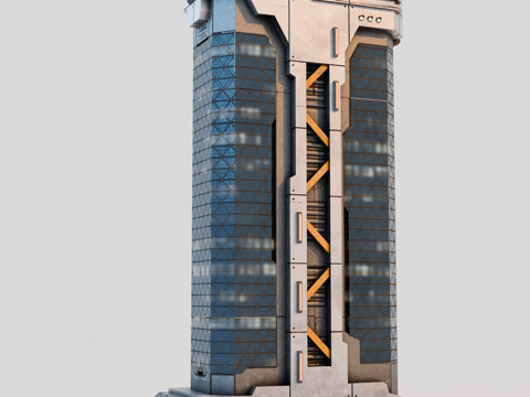 赛博朋克建筑 科幻建筑 商业街建筑 工业建筑 城市街道建筑su模型