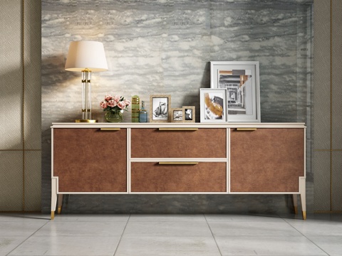  现代边柜 玄关柜玄关柜电视柜 挂画 相框 器皿台灯3d模型 