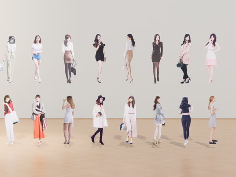 女人组合su模型