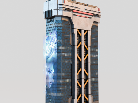 赛博朋克建筑 科幻建筑 商业街建筑 工业建筑 城市街道建筑su模型