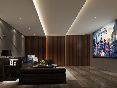  新中式最新新中式 后现代影音室 娱乐室 KTV室 沙发茶3d模型 