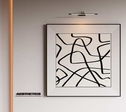 现代极简挂画 侘寂中古风挂画 奶油风装饰画 意式挂画 黑白灰su模型