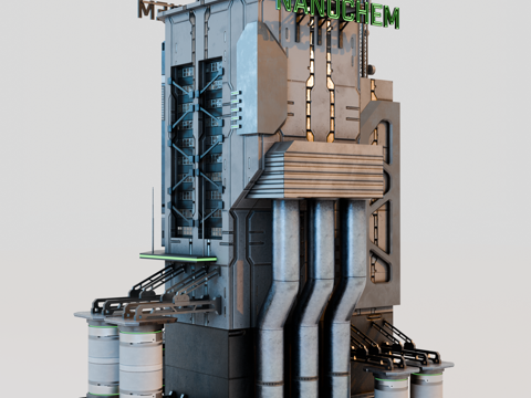 赛博朋克建筑 科幻建筑 商业街建筑 工业建筑 城市街道建筑su模型