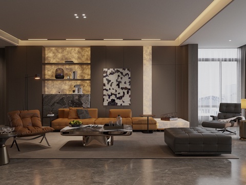  现代意式客餐厅 轻奢意式客餐厅 高级灰客餐厅 海派风客餐厅3d模型 