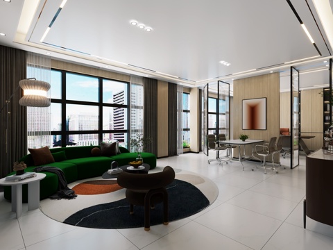  现代洽谈室接待室3d模型 