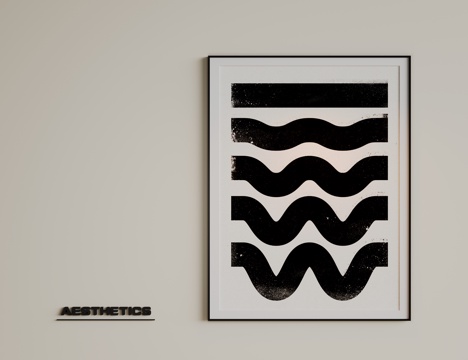 现代极简挂画 侘寂中古风挂画 奶油风装饰画 意式挂画 黑白灰su模型